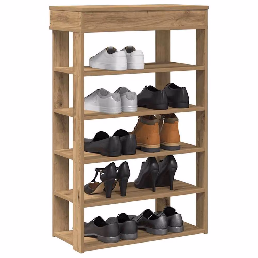 Berkfield Home Artisan Oak Shoe Rack in Brown, W/D/H: 60 x 30 x 98 cm – 2
