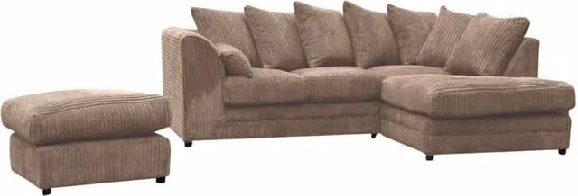 Snug Furniture Birmingham Ltd Jumbo Cord Right Hand Corner Sofa with Matching Ottoman in Light Beige