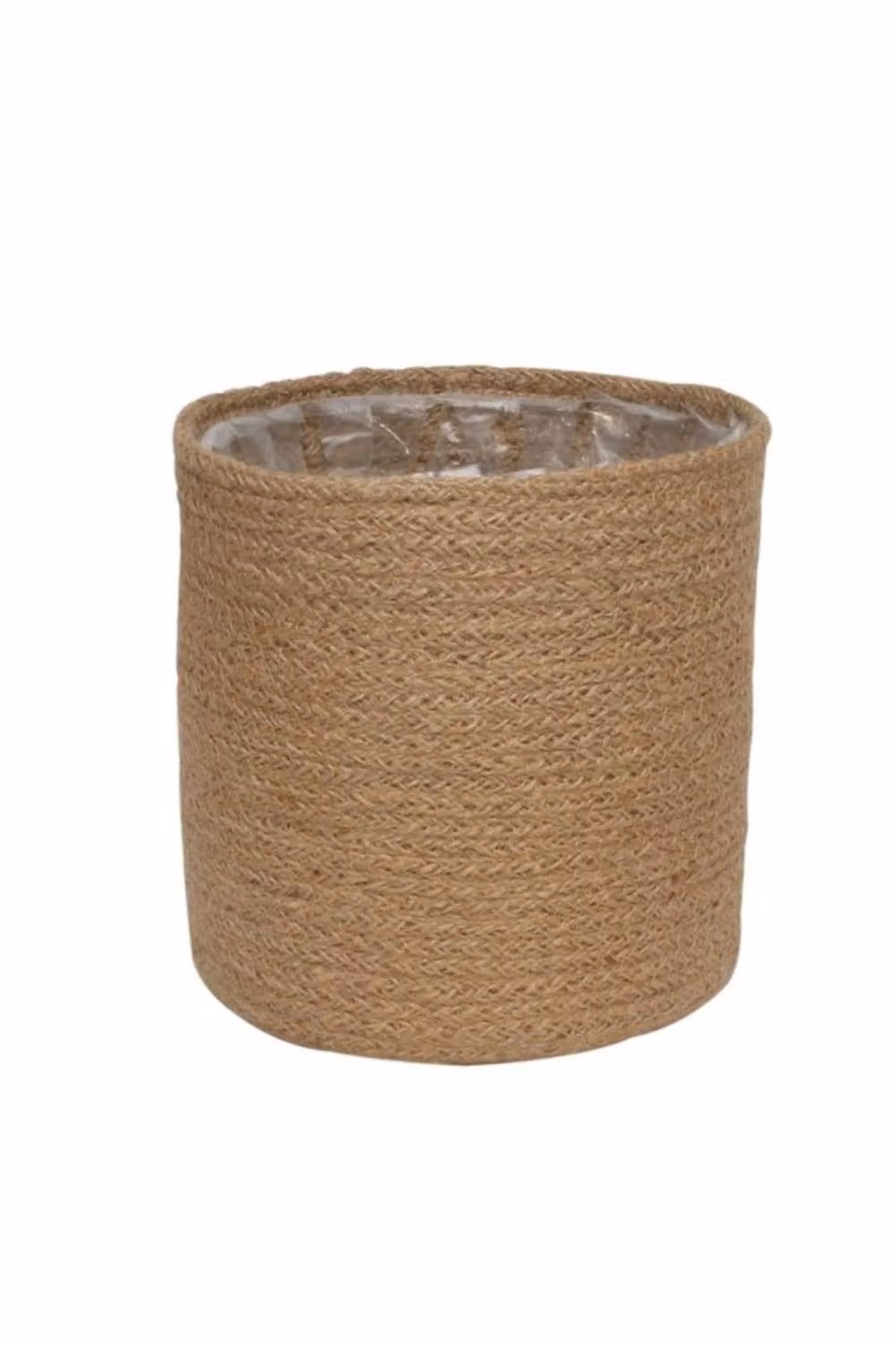 KDMD Natural Jute Braided Rope Round Basket with Liner in Brown and Beige, Diameter: 18 cm – 2