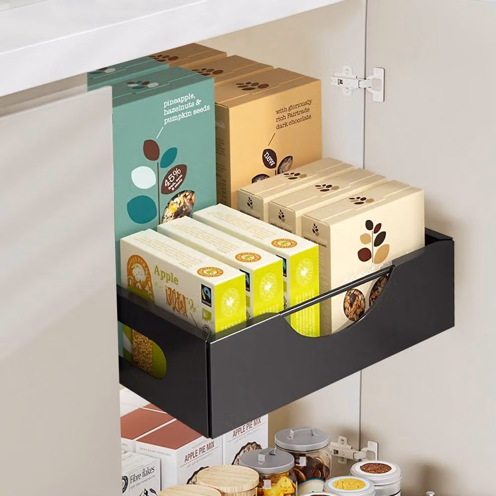 ExtraStar Black Carbon Steel Pull-Out Bowl and Plate Organizer Rack – 4
