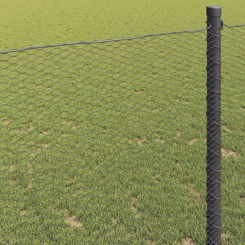 Berkfield Home Hexagon Steel Fence, Grey and Black, 1 x 50 m – 3