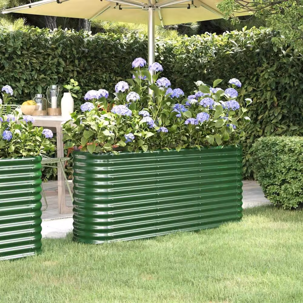 Berkfield Home Garden Powder-coated Steel Raised Bed, Green, W/D/H: 152 x 40 x 68 cm – 1