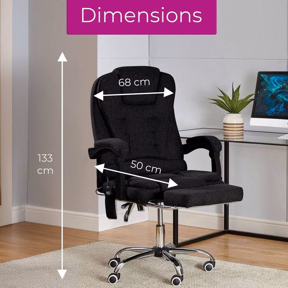 Neo Black Fabric Gaming and Executive Recliner Massage Chair with Footrest and Headrest – 5