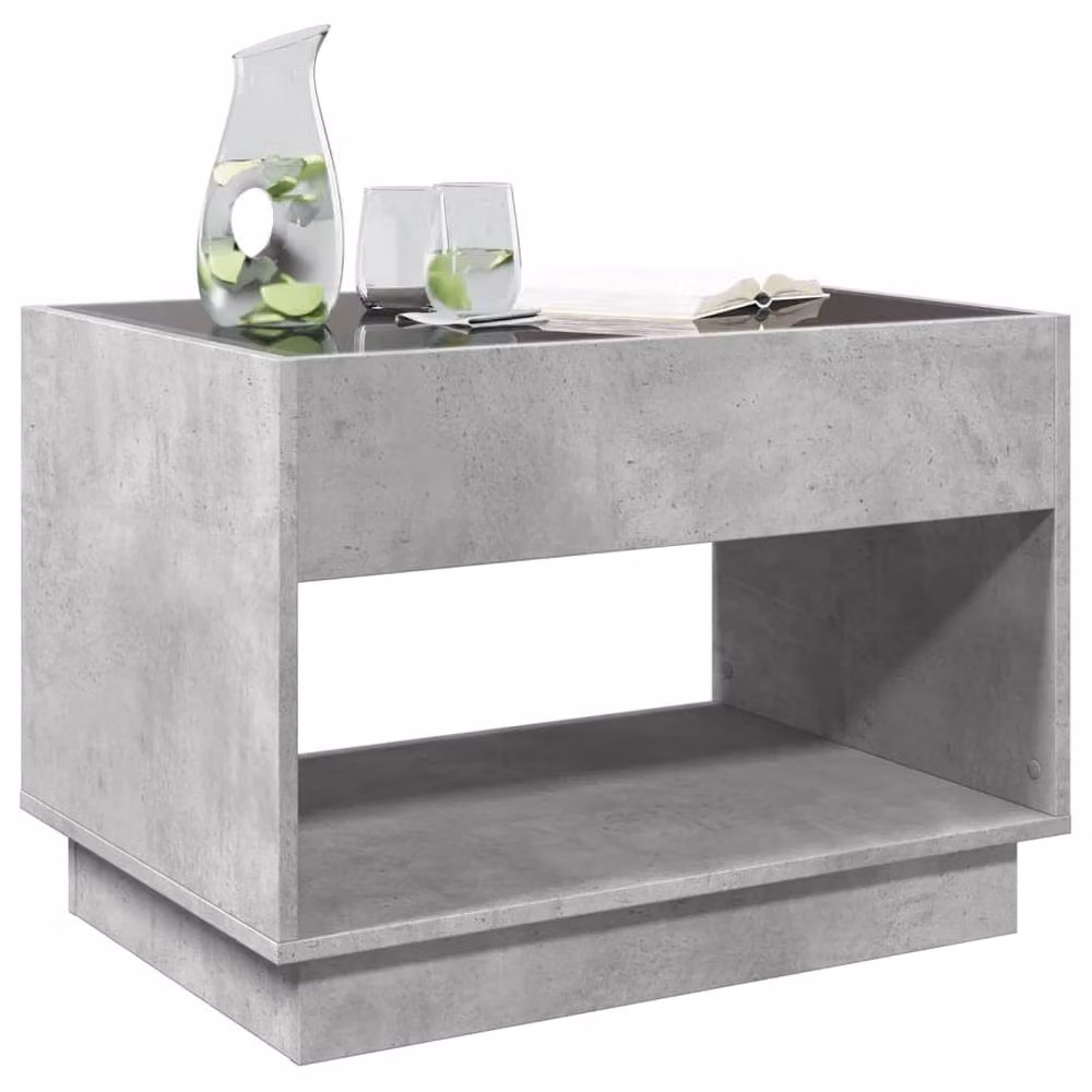 Berkfield Home Infinity LED Decorative Coffee Table in Concrete Grey, W: 70 cm, D: 50 cm, H: 50 cm – 3