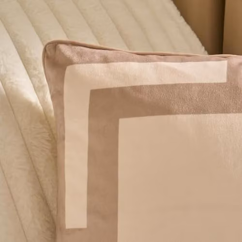 OHS Pack of 2 Matte Velvet Square Graphic Print Cushion Covers, Beige, W/D/H: 45 x 45 x 45 cm – 2
