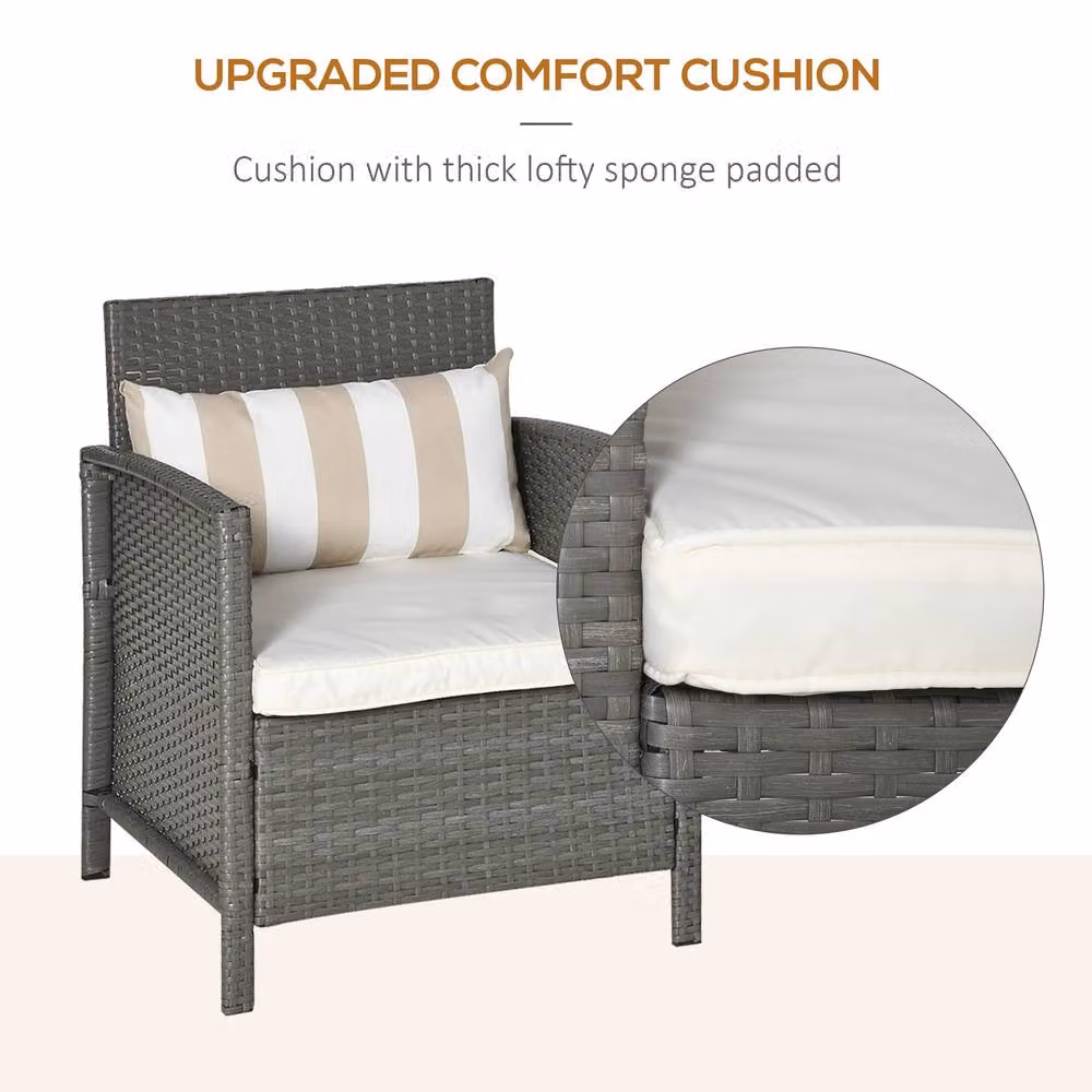 STILVORA 3 Piece Bistro Set with 2-Tier Table in Light Grey – 4
