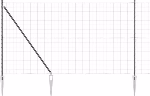 Berkfield Home Euro Fence with 7 Spike Posts, Grey Galvanised Steel, 1.5 x 10 m – 1