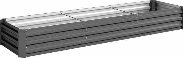 Outsunny Galvanised Steel Raised Bed Rectangular Outdoor Elevated Planter Box with Safety Edging in Grey, W: 240 cm, D: 60 cm, H: 30 cm – 1