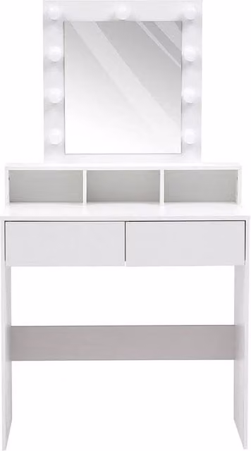 PAWNORA Hollywood LED Dressing Table in White with 9 Bulbs
