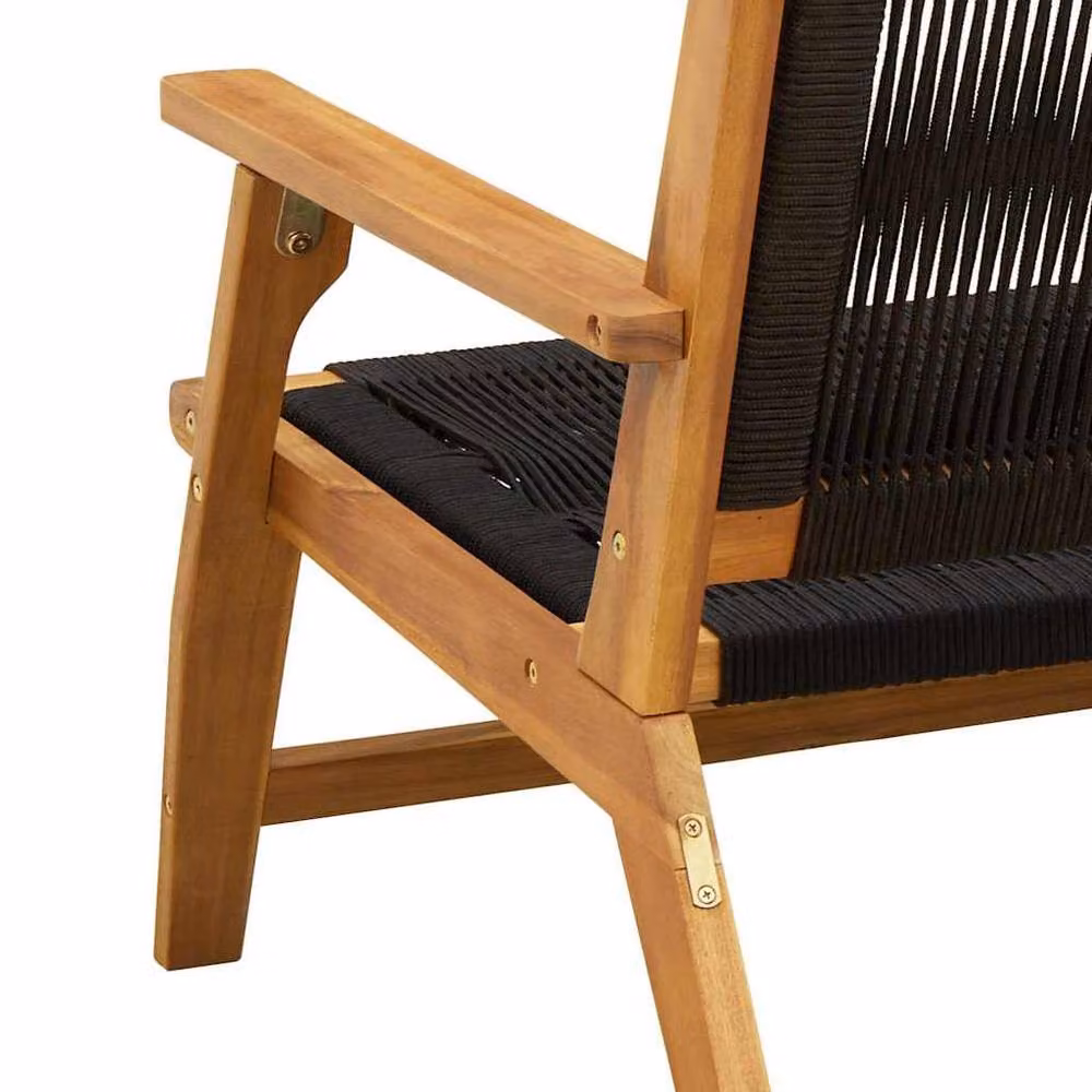 Berkfield Home Set of 2 Modern Acacia Wood Garden Chairs in Black and Brown, W/D/H: 67 x 77 x 73 cm – 9