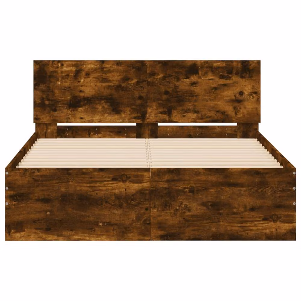 Berkfield Home Small Double Bed Frame in Smoked Oak Brown, W/D/H: 120 x 200 cm – 4