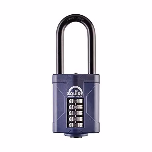 Squire Heavy Duty 5 Wheel Combination Padlock with Long Shackle in Blue
