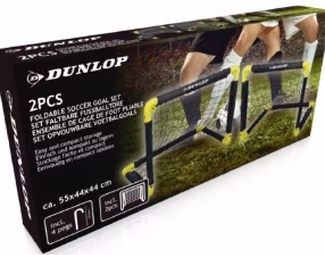 Dunlop Foldable Football Soccer Goal for Kids and Toddlers, Pack of 2, Multicolour, 55 cm