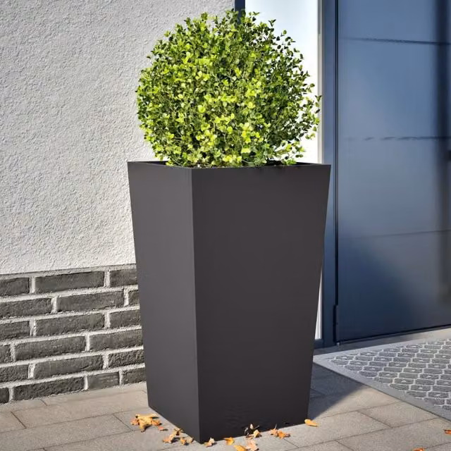 Berkfield Home Garden Steel Planter Tubs, Black, 2 Pack, W/D/H: 45 x 45 x 75 cm – 1