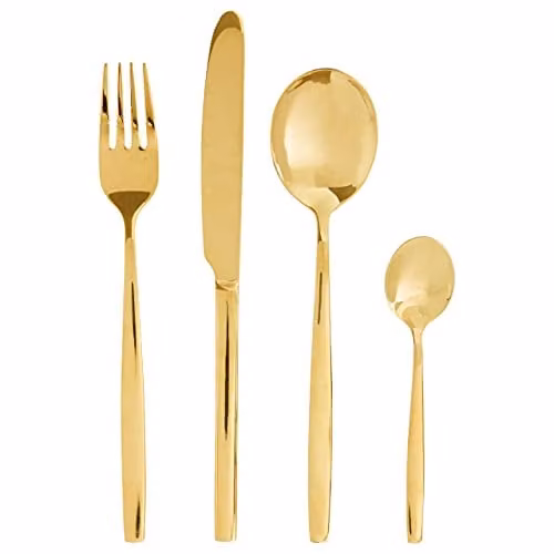 Orsina 16 Piece Polished Gold Stainless Steel Cutlery Set – 1