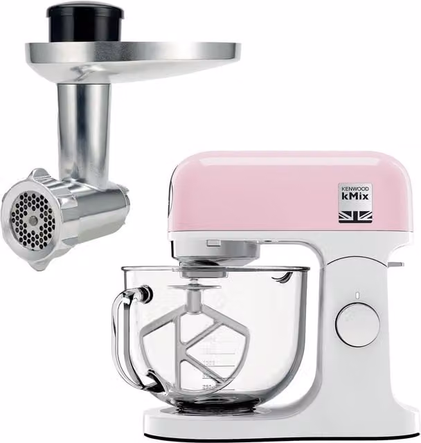 DeLonghi kMix Stand Mixer with Food Mincer, Pink, 5L