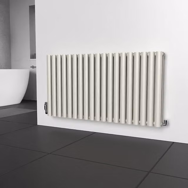 Lux Heat Oval Horizontal Coloured Radiator in White, W: 114 cm, H: 60 cm