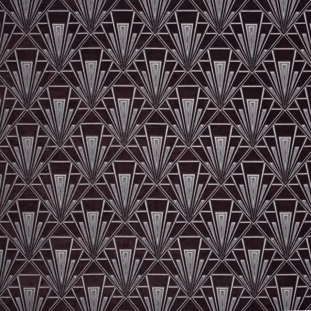Terrys Gatsby Art Deco Graphic Chenille and Polyester Fabric in Purple and Silver