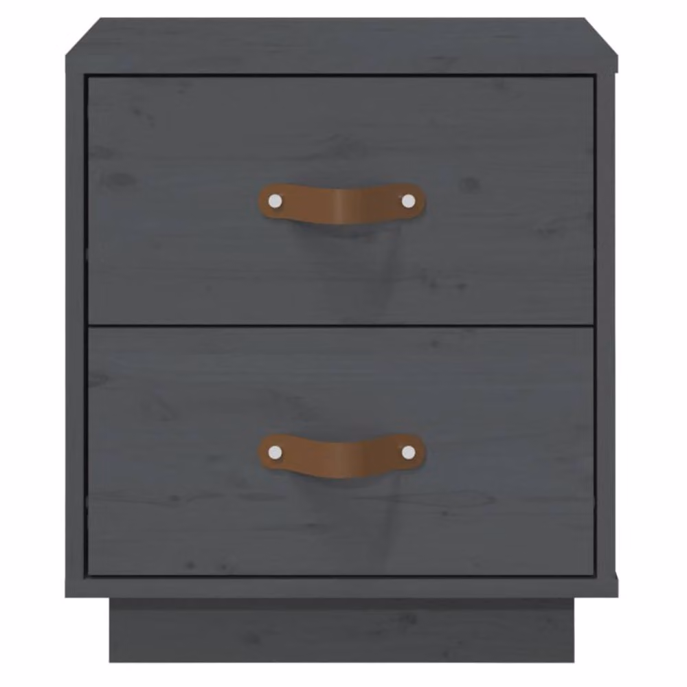 Berkfield Home Set of 2 Grey Rustic Solid Wood Pine Bedside Cabinets W/D/H: 40 x 34 x 45 cm – 5