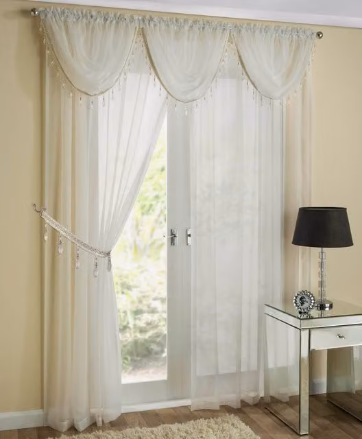 Terrys Crystal Ready Made Single Voile Curtain Panel in Cream
