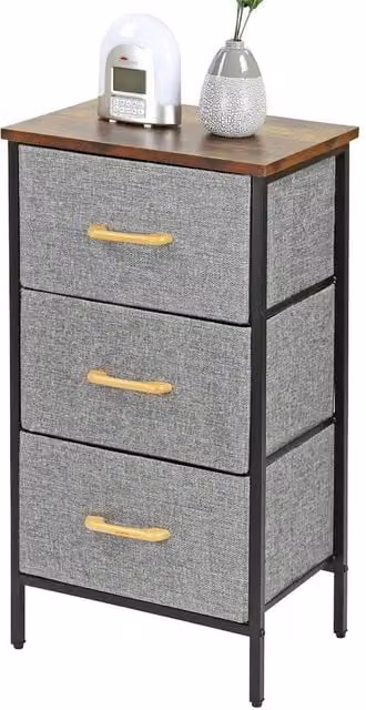 Kelvenix 3 Drawer Fabric Chest of Drawers in Grey and Brown – 1