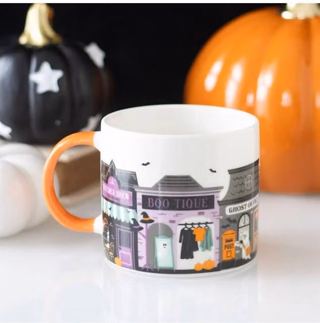 KDMD Spooky Street Halloween Ceramic Mug, Multicolour, 350ml