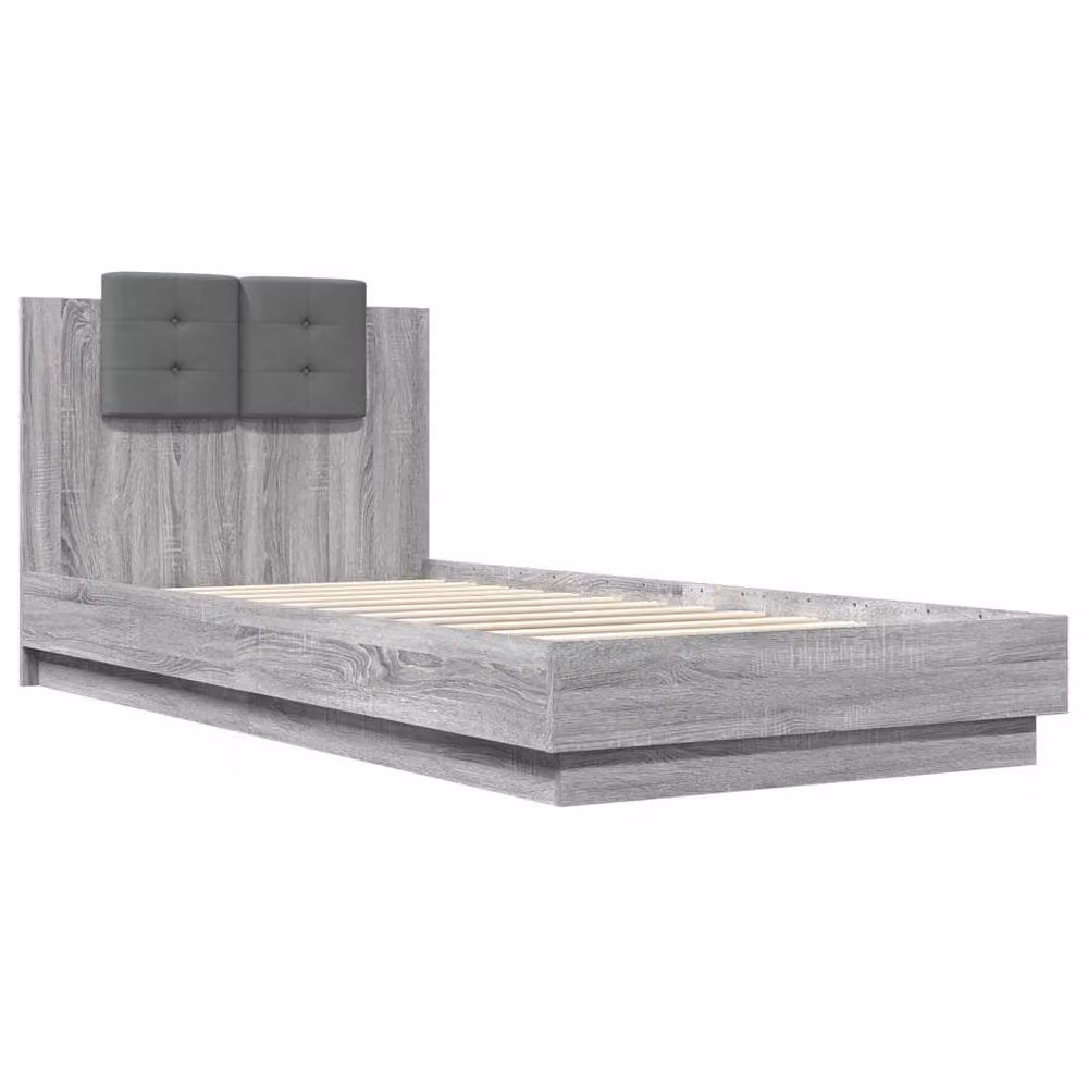 Berkfield Home Modern Bed Frame with LED Lighting and USB Charging Port, Grey Sonoma, W: 100 cm, L: 200 cm – 3