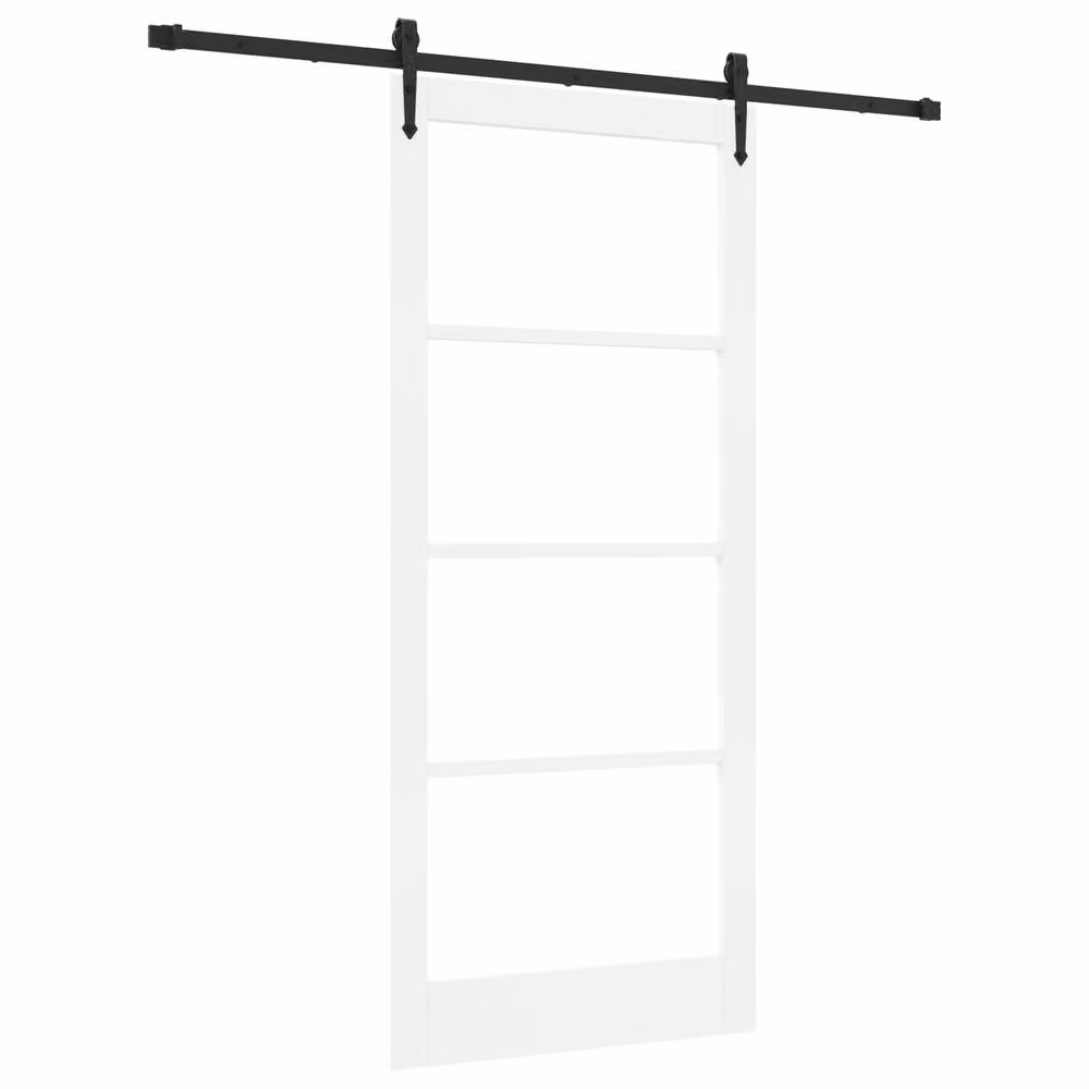 Berkfield Home Modern White Lacquered Solid Wood Pine Sliding Door with Hardware Set W: 93 cm, H: 211 cm – 2