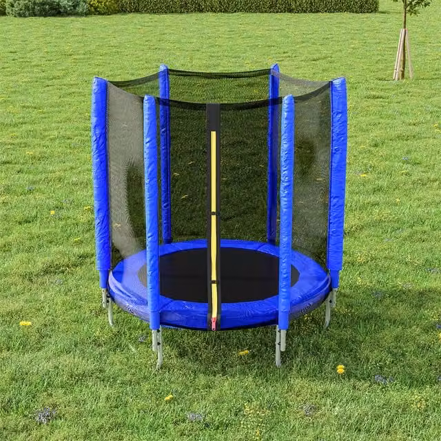 Livingandhome Mini Trampoline with Safety Net in Blue
