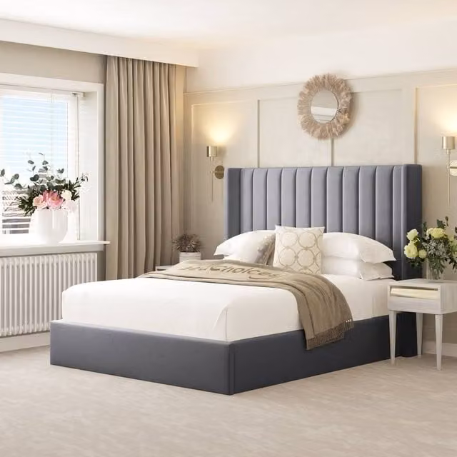 Bed Choices Madison Upholstered Ottoman Bed Frame in Dark Grey, W/D/H: 120 x 200 cm