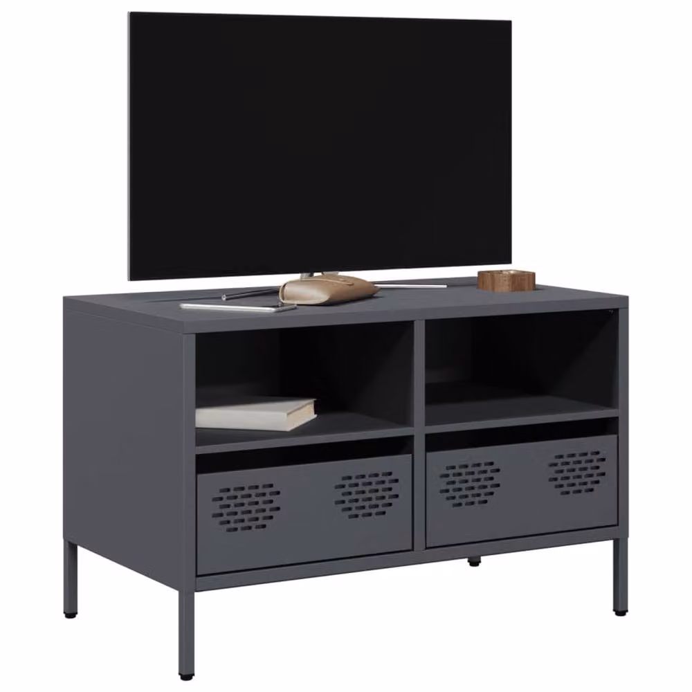 Berkfield Home Anthracite TV Cabinet in Dark Grey Matt Metal, W/D/H: 68 x 39 x 43.5 cm – 2