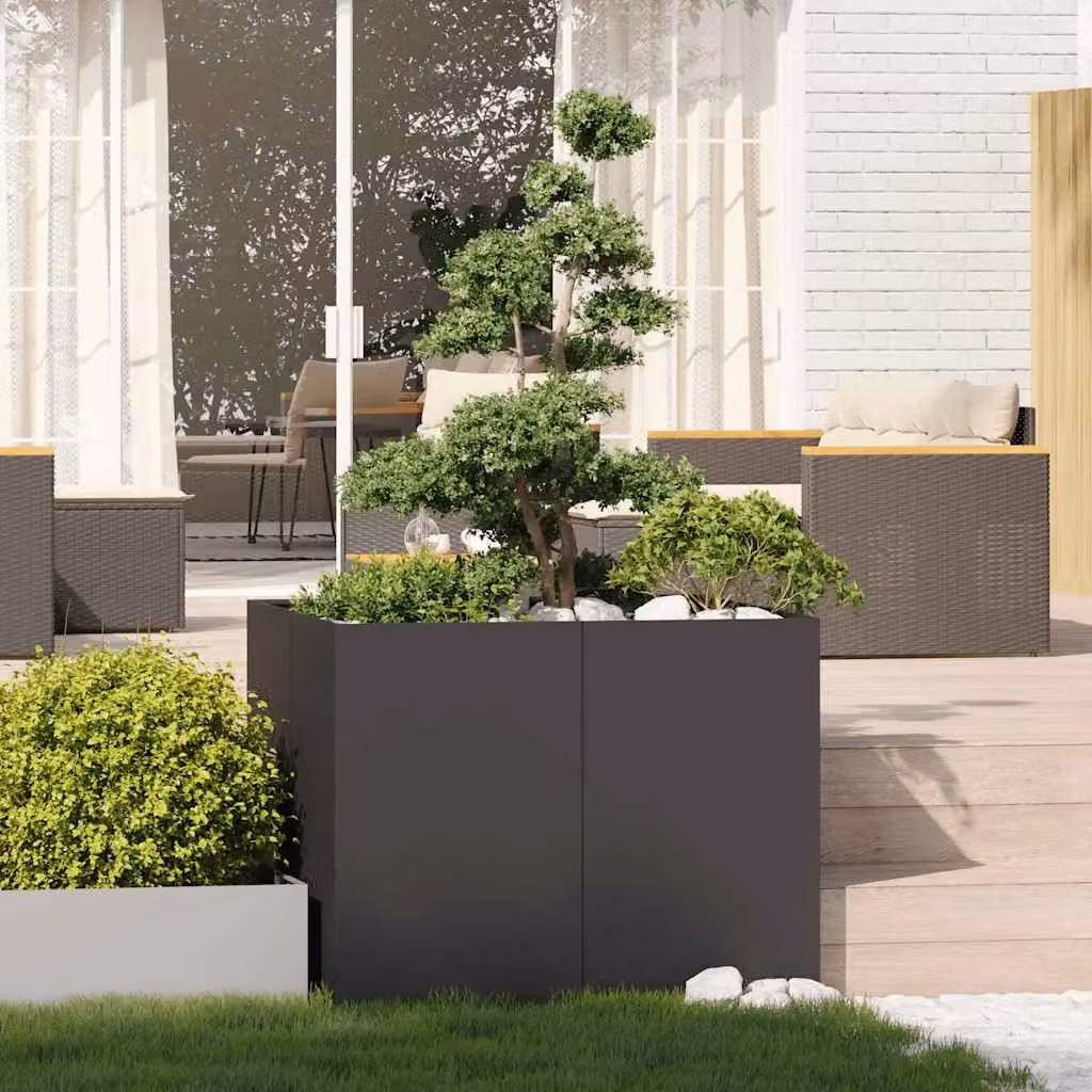 Berkfield Home Steel Planter in Black, W/D/H: 100 x 100 x 80 cm – 3