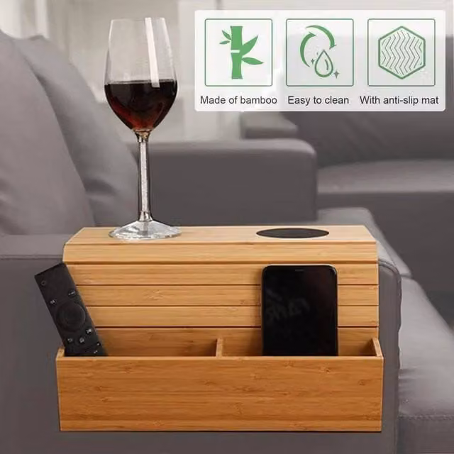 SPETLEK Foldable Wooden Sofa Arm Tray in Brown – 1