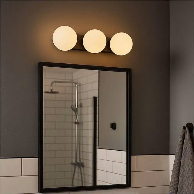Loops Modern Black Triple LED Ceiling Light with Glass Shade