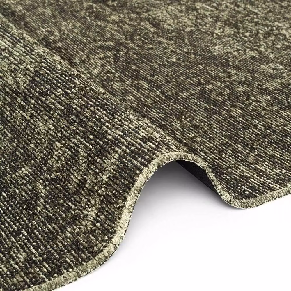 THE RUGS Brilliance Prisma Modern Velour Short Pile Round Area Rug in Dark Olive, Diameter: 160 cm – 2