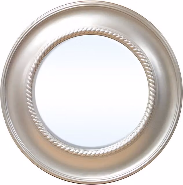 Orsina Round Wall Mirror with Rope Motif and Fluted Edges in Gold, Silver or Beige, W/D/H: 91.0 x 45.5 x 91.0 cm