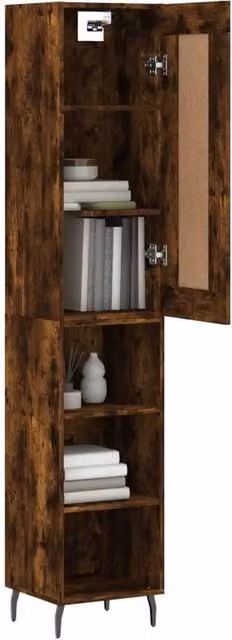 Berkfield Home Smoked Oak Highboard in Brown, W/D/H: 34.5 x 34.0 x 180.0 cm – 1