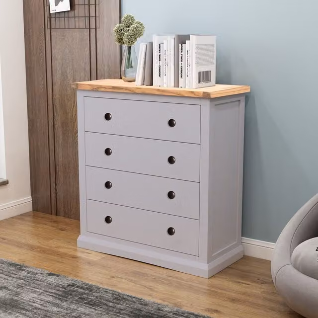 Cabinet Bits Rocca 4 Drawer Chest of Drawers in Grey with Gold Knobs – 1