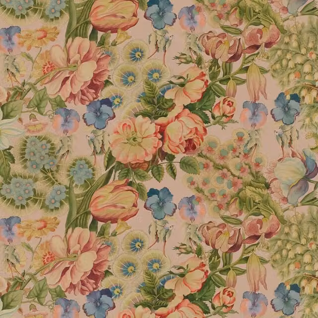 AMATORIA Tourmaline Botanical Floral Vintage Wallpaper in Pink and Multicolour