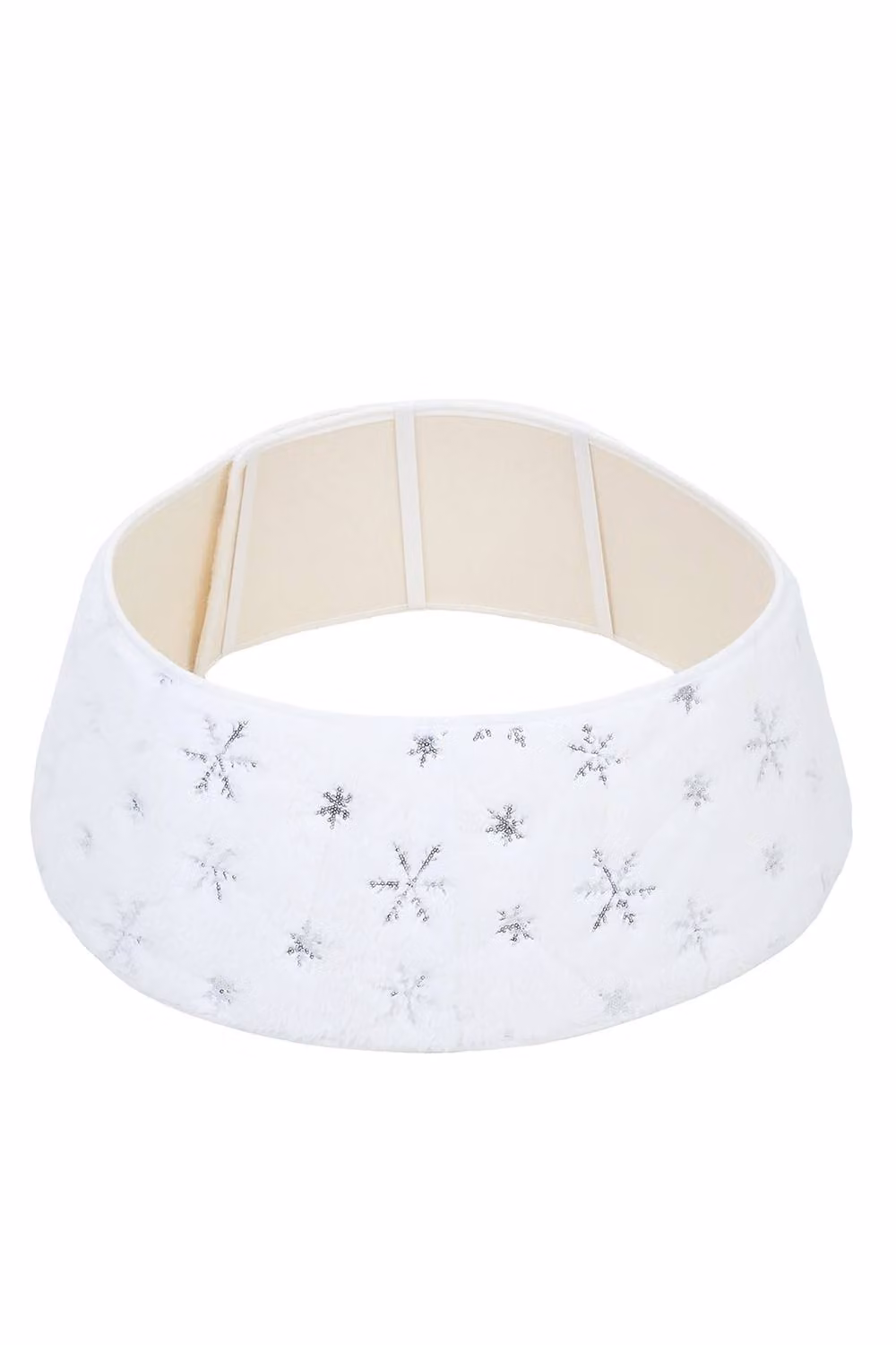 Living and Home Adjustable Round Polyester Christmas Tree Collar in White and Silver – 3