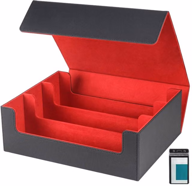 Ventryn 1800+ MTG Card Deck Box in Black PU Leather with Magnetic Storage – 1