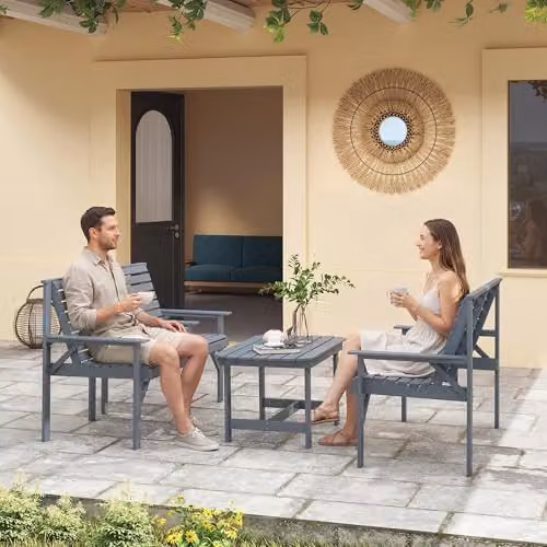 Outsunny 4 Seater Wooden Garden Furniture Set in Grey Lacquered Finish – 7