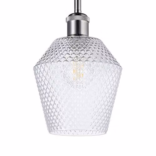 Happy Homewares Modern Clear Glass Cube Pendant Light Shade, W/D/H: 17 x 17 x 17 cm