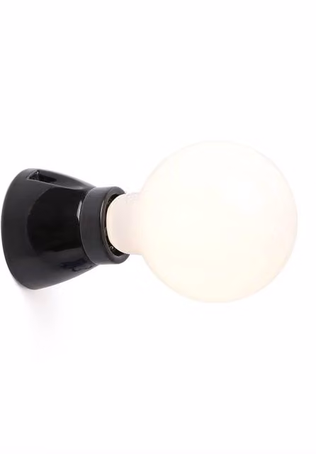 Netlighting Kera Globe Wall Lamp in Black with E27 Ceramic and Glass Sphere