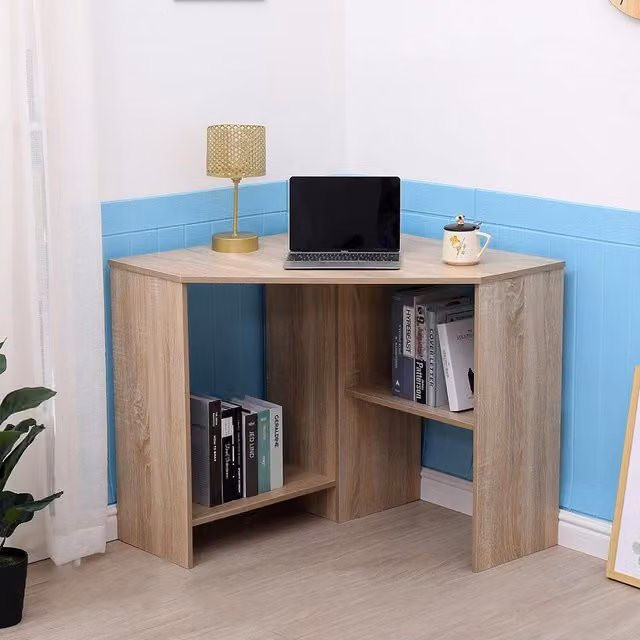 Home Source Wellington Compact Corner Computer Desk in Oak