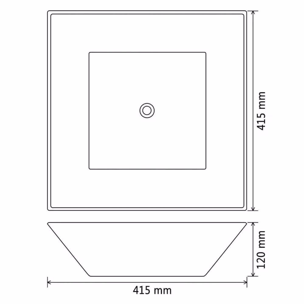 Berkfield Home Elegant Square Ceramic Countertop Basin, Black, W/D/H: 41.5 x 41.5 x 12 cm – 4