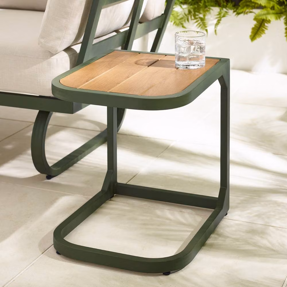 FurnitureboxUK Capri Green Metal and Cream Garden Corner Sofa Set with Ottoman and Coffee Table – 6