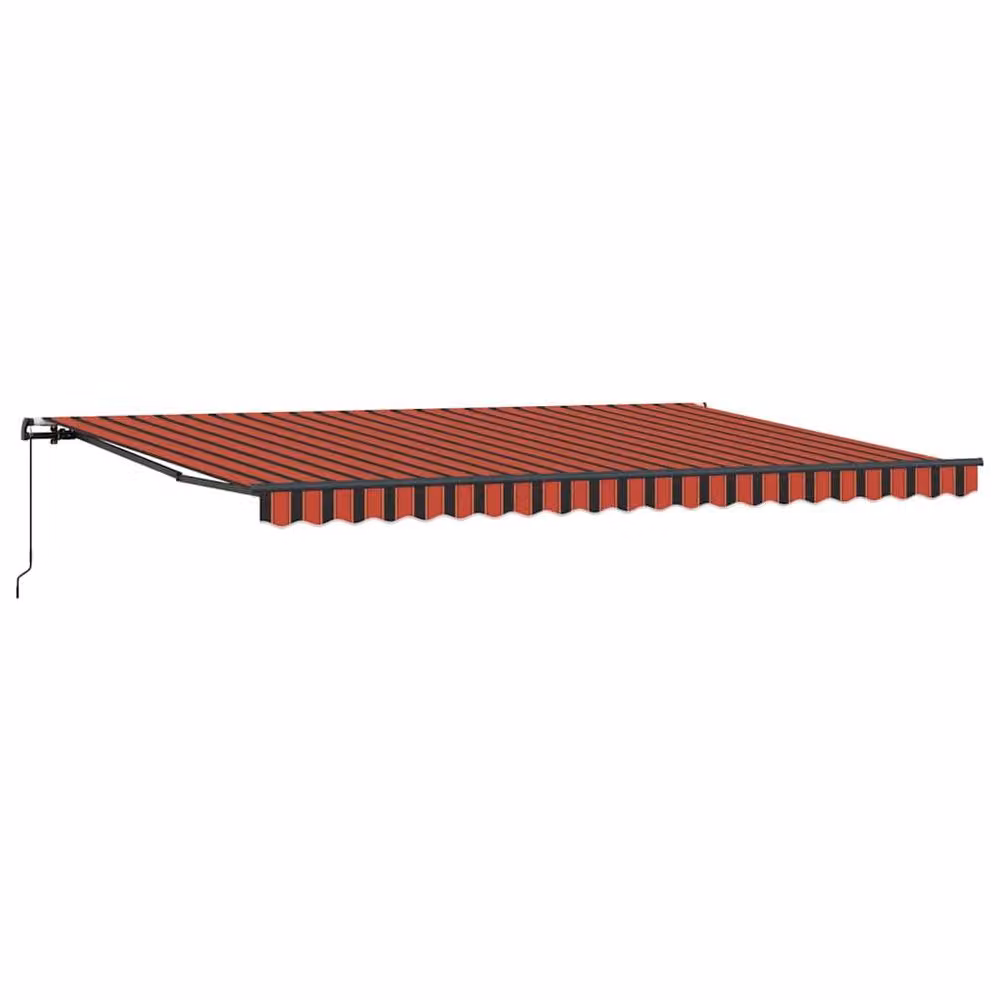 Berkfield Home Manual Retractable Folding Arm Awning in Orange and Brown Striped Acrylic Fabric, W: 500 cm, D: 300 cm – 3