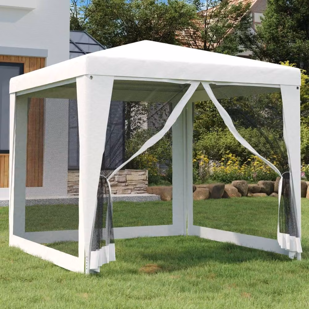 Berkfield Home Party Tent with 4 Mesh Sidewalls, White, W: 250 cm, D: 250 cm, H: 240 cm – 2