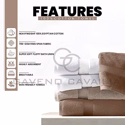 Gaveno Cavailia Pack of 2 Striped Cotton Bath Sheets, 700 GSM, Brown – 2